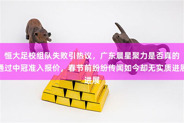 恒大足校组队失败引热议，广东晨星聚力是否真的通过中冠准入报价，春节前纷纷传闻如今却无实质进展