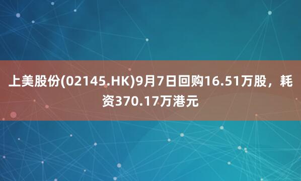 上美股份(02145.HK)9月7日回购16.51万股，耗资370.17万港元
